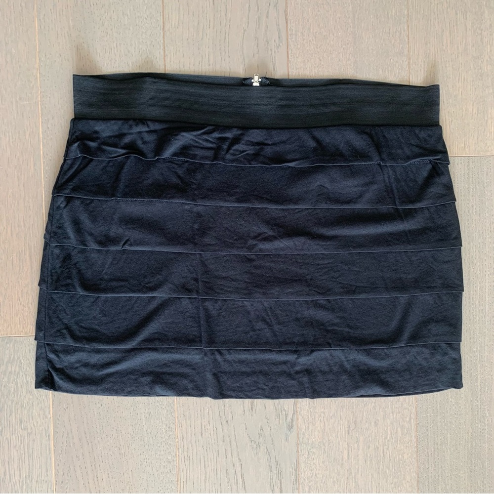 Express Black Tiered Ruffle Mini Skirt